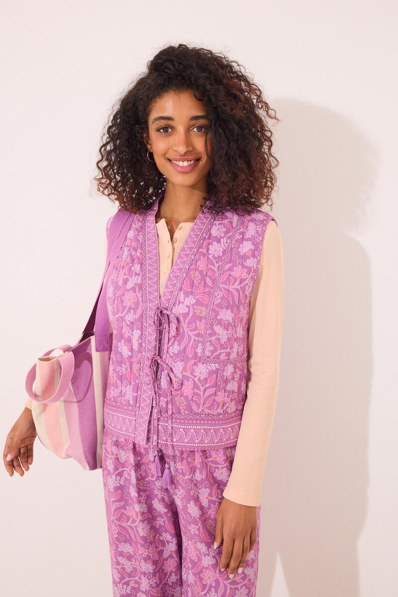 Women'secret Chaleco Acolchado Morado Print Floral
