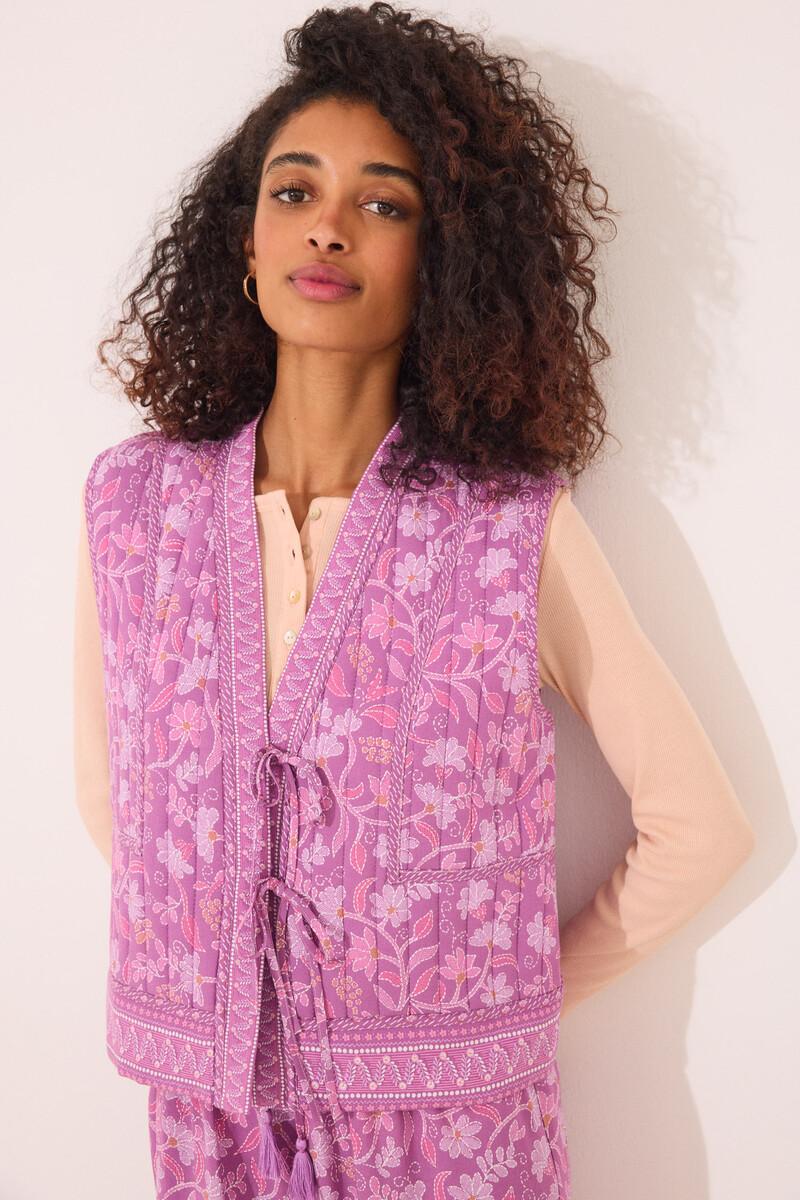 women'secret Chaleco acolchado morado print floral