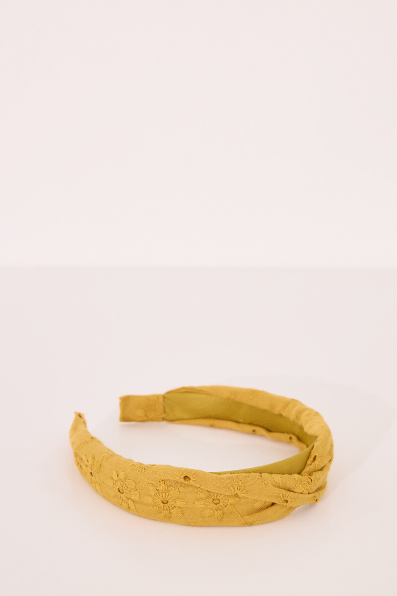 women'secret Diadema pelo bordado suizo mostaza