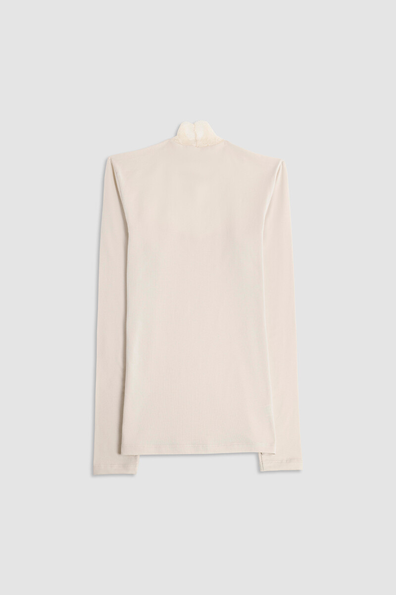 Women'secret Jersey Cuello Alto Manga Larga Crema