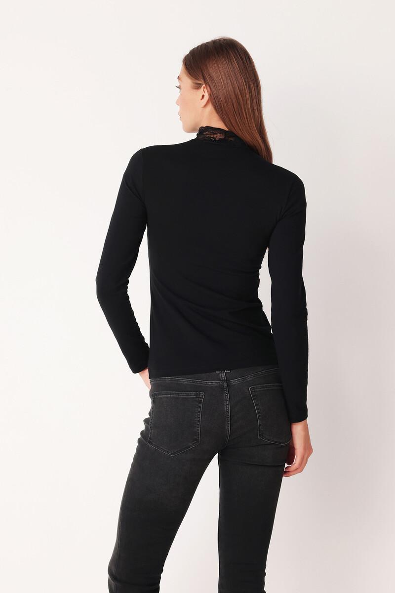 Women'secret Jersey Cuello Alto Manga Larga Negro