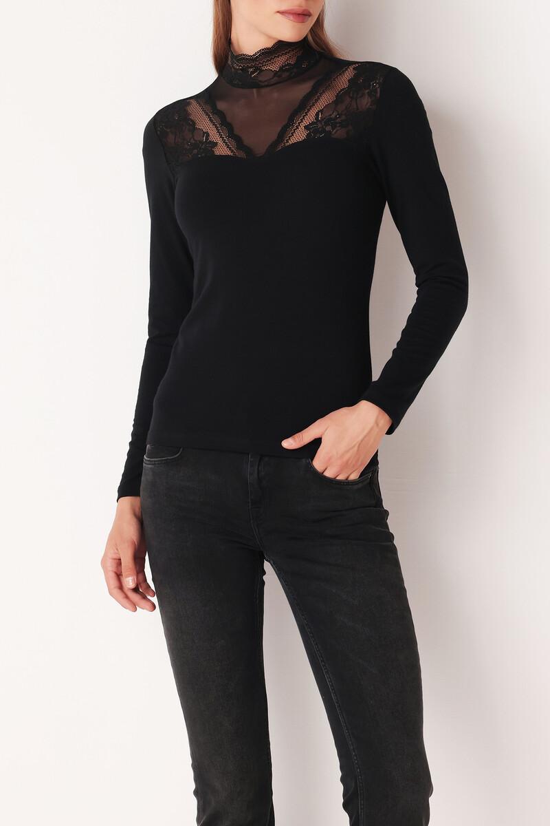 women'secret Jersey cuello alto manga larga negro