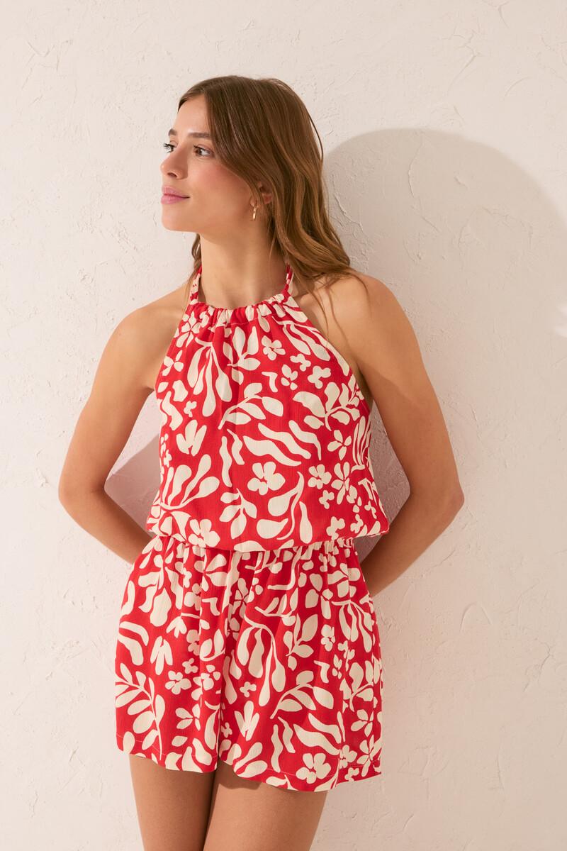 Women'secret Mono Corto Halter Print Rojo