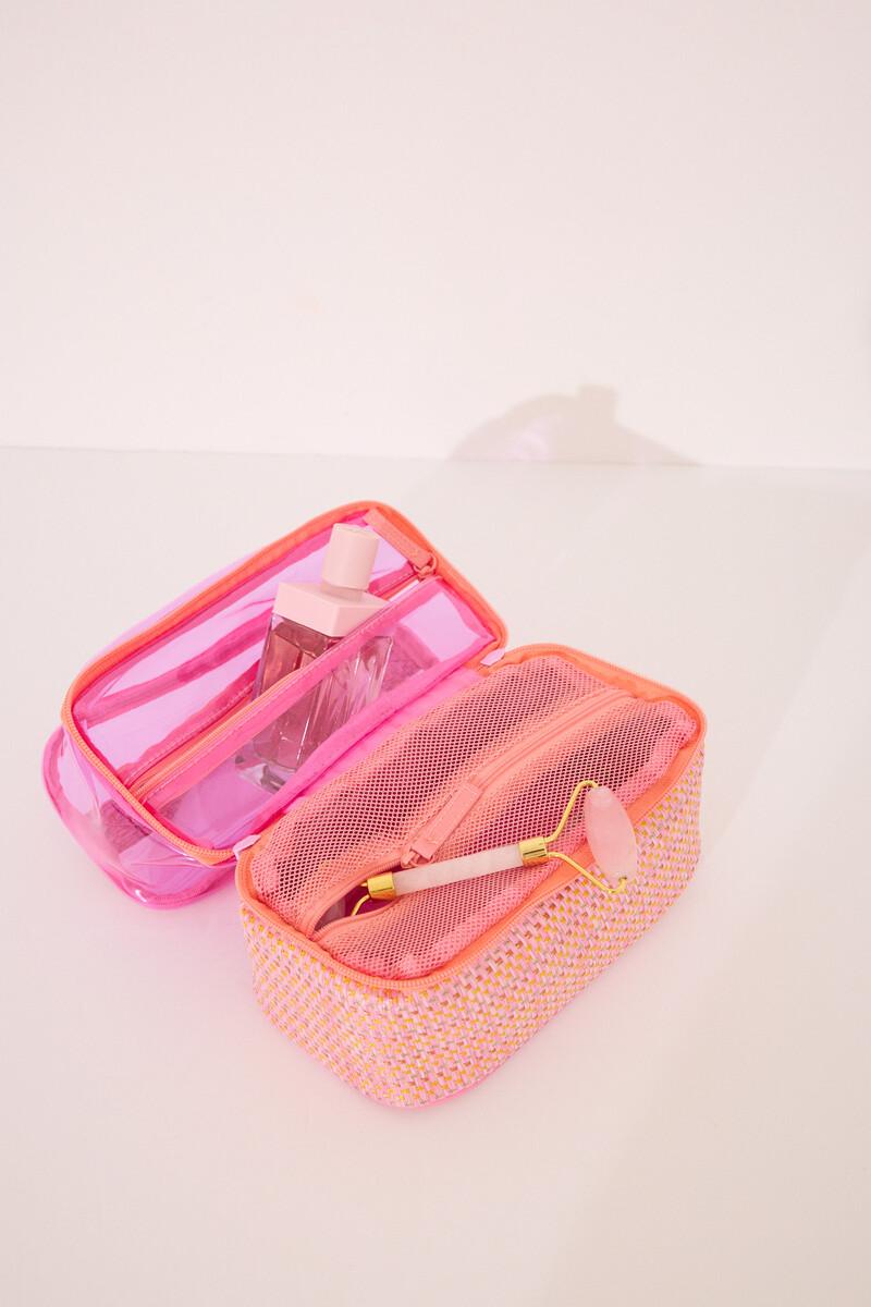 Women'secret Neceser Mediano Doble Rafia Rosa