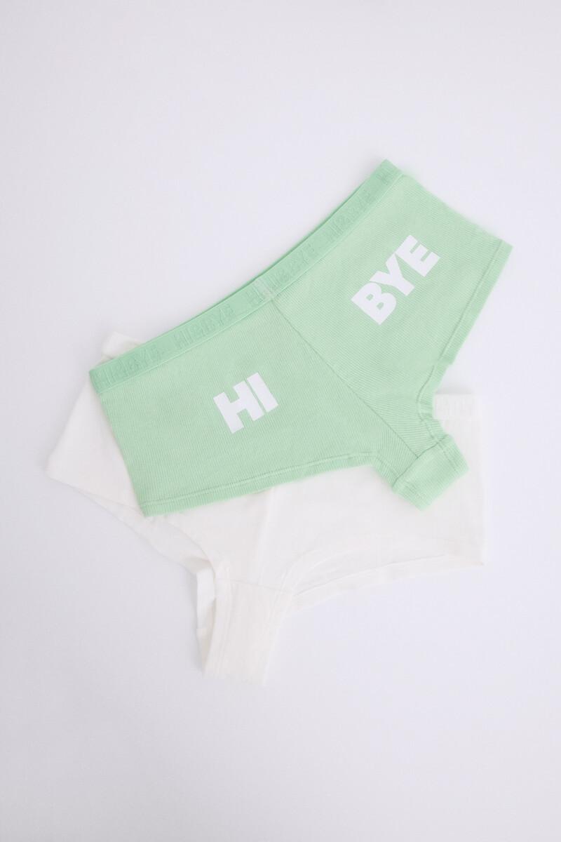 women'secret Pack 2 bragas bóxer blanco verde