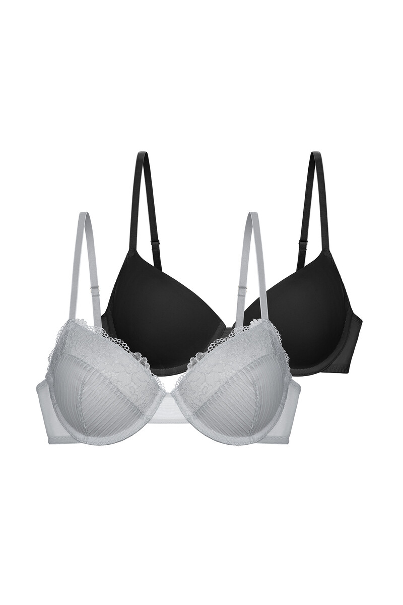 women'secret Pack 2 sujetadores encajegris y negro