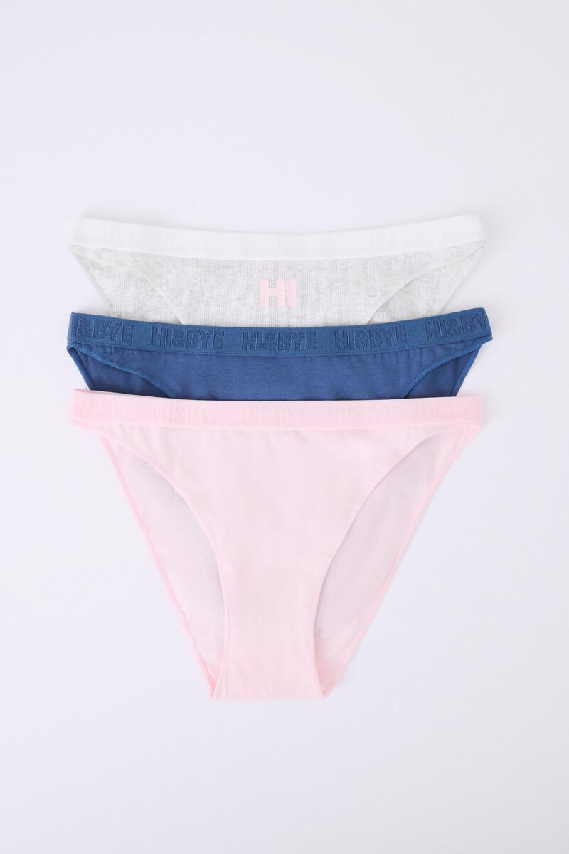 women'secret Pack 3 bragas clásicas rosa gris azul