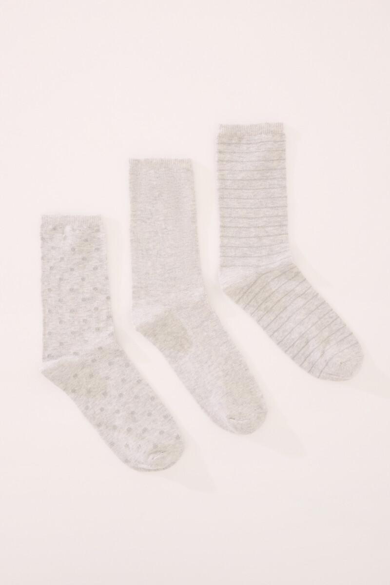 women'secret Pack 3 calcetines altos gris lurex