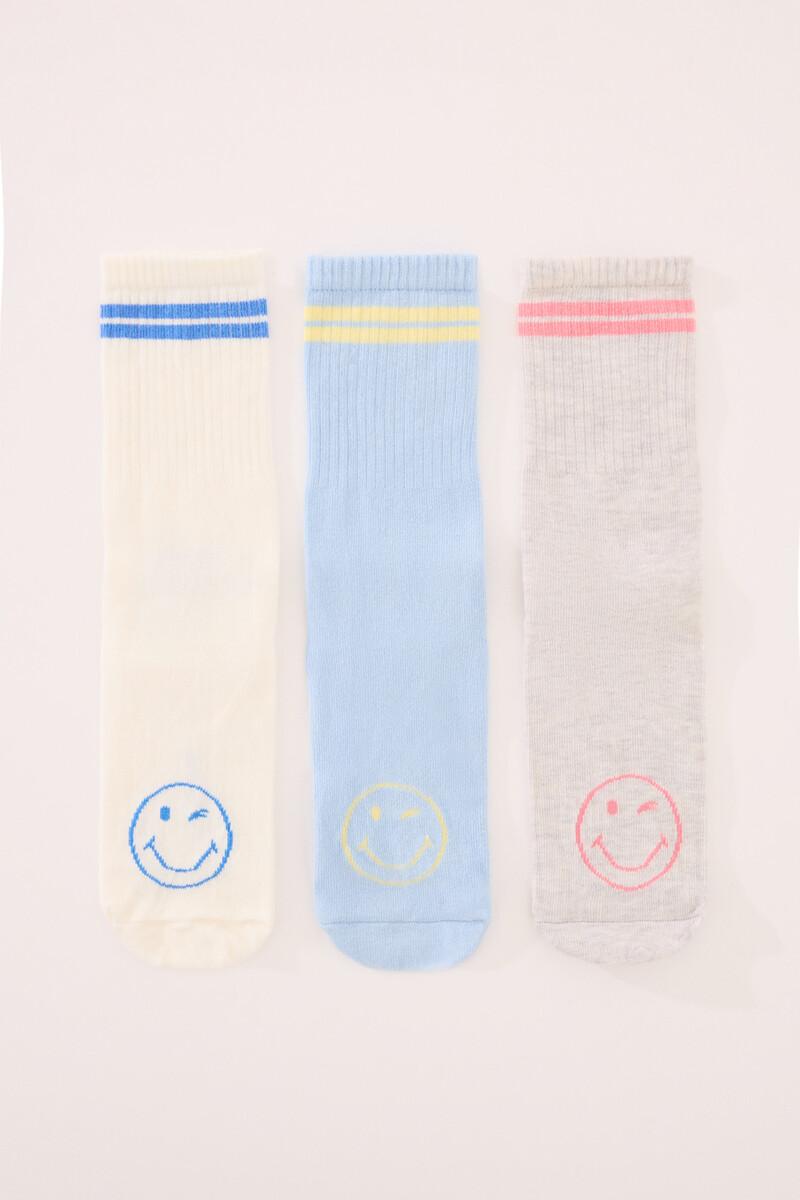 women'secret Pack 3 calcetines altos print Smiley