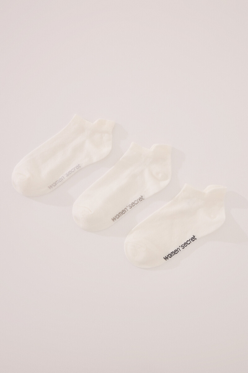 Women'secret Pack 3 Calcetines Cortos Blanco