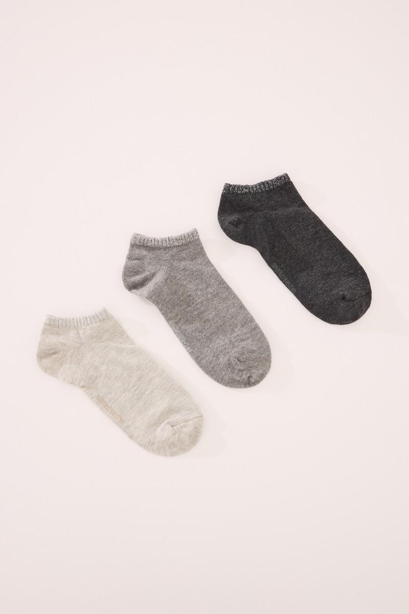 Women'secret Pack 3 Calcetines Cortos Grises Lurex