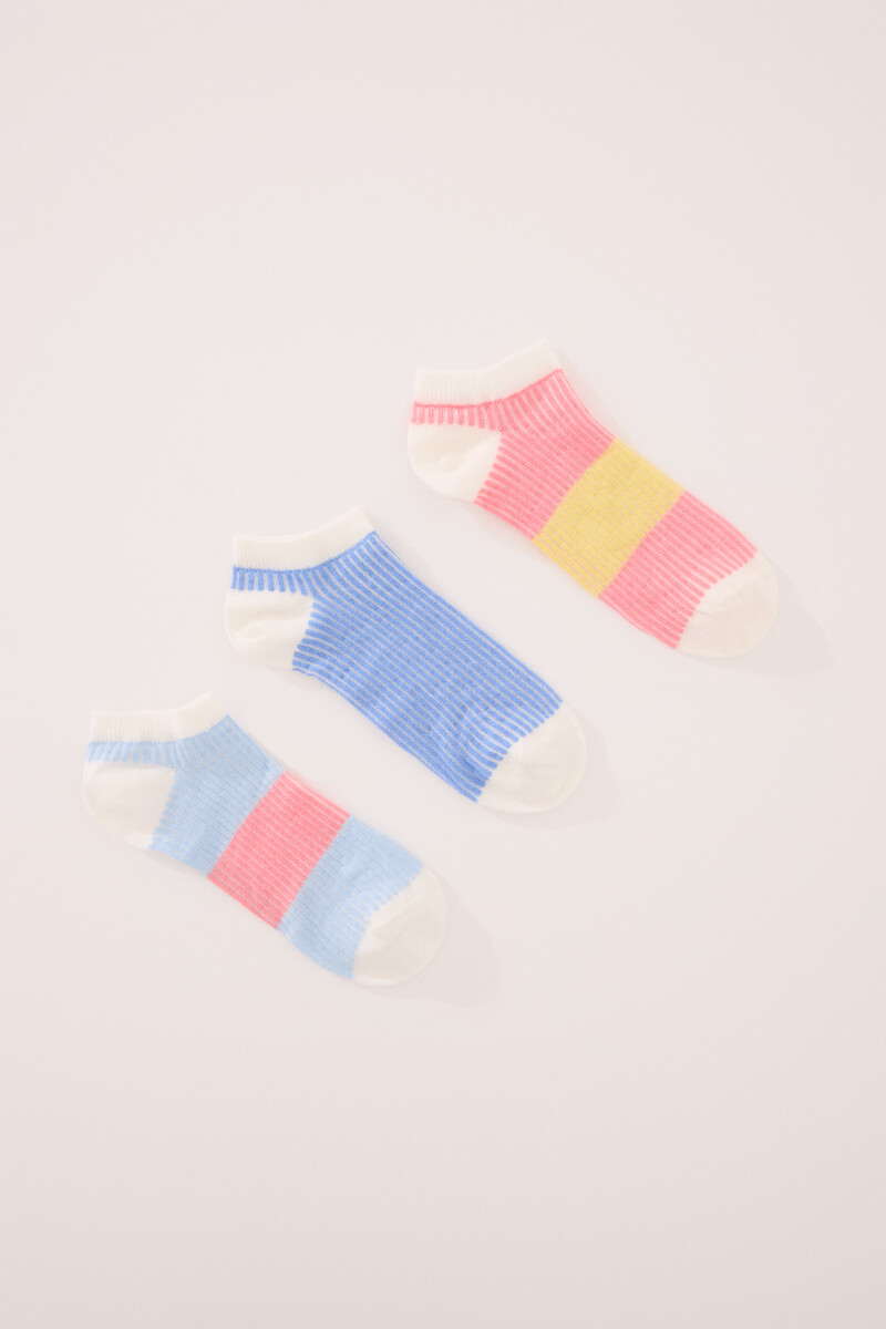 women'secret Pack 3 calcetines cortos print rayas