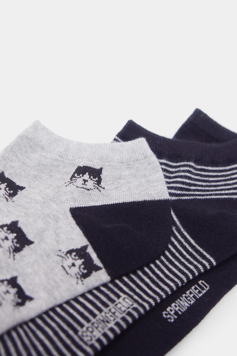 Women'secret Pack 3 Calcetines Tobilleros Gatos