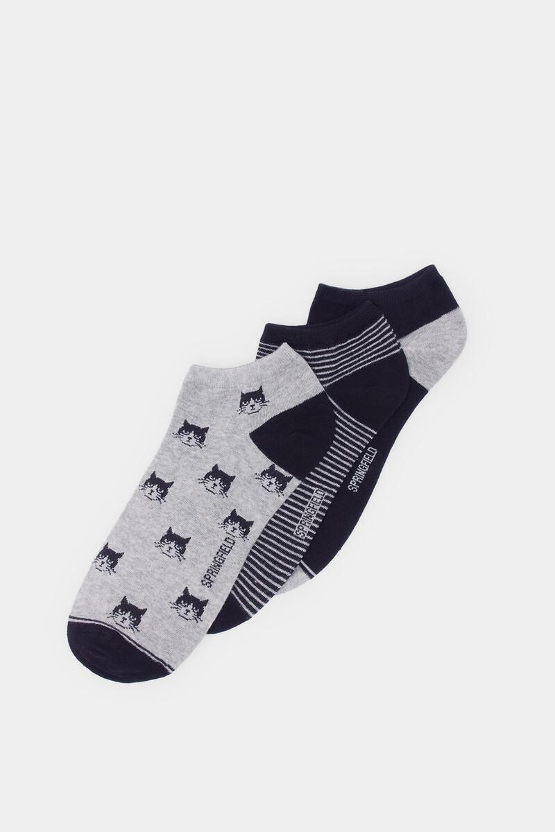 women'secret Pack 3 calcetines tobilleros gatos