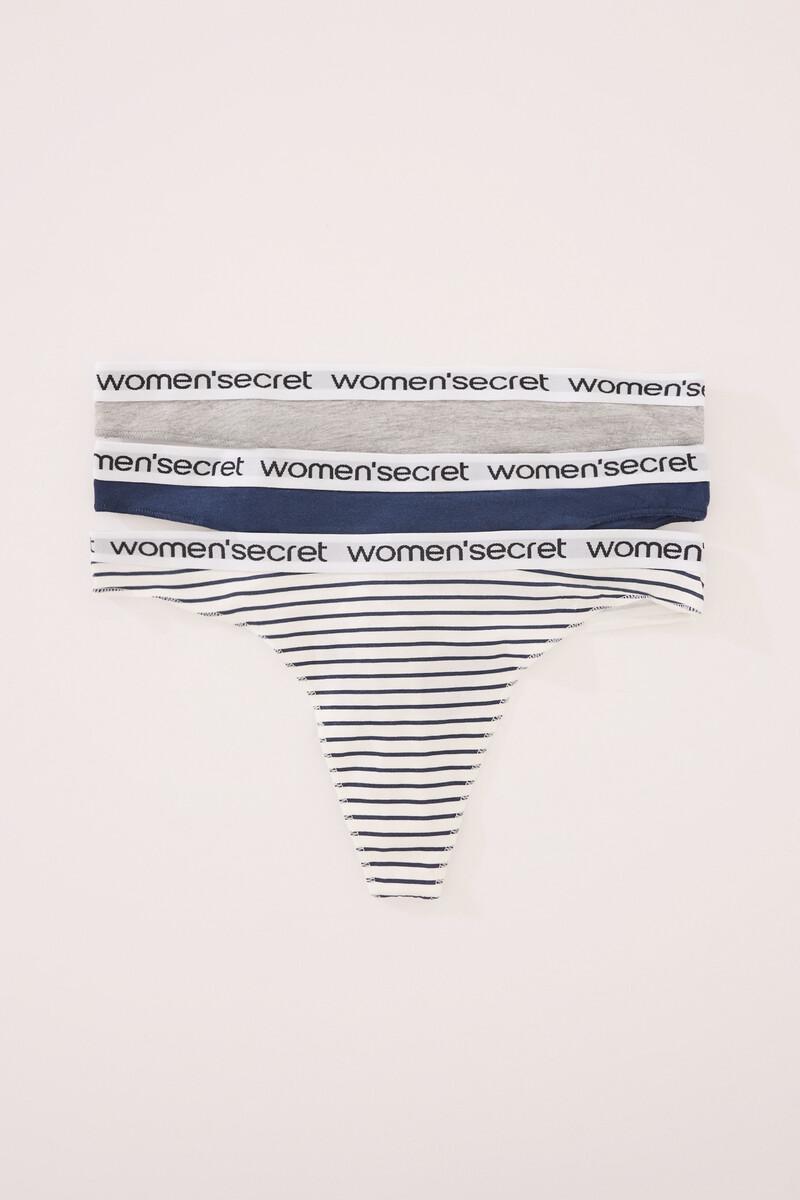 women'secret Pack 3 tangas algodón mix prints logo