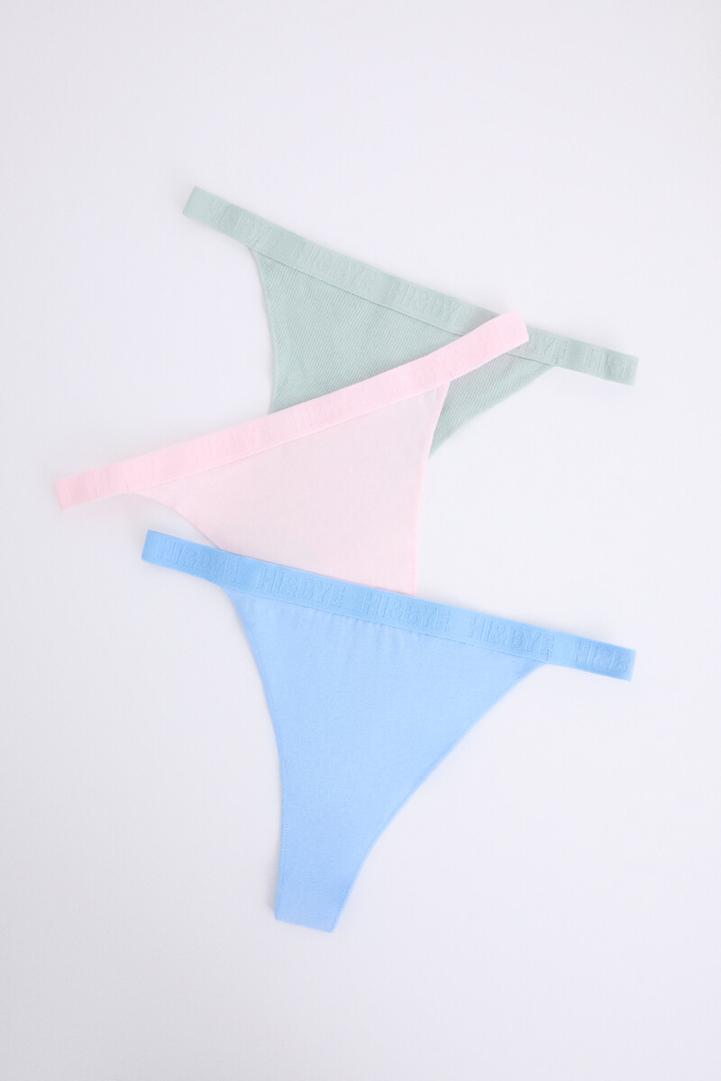 women'secret Pack 3 tangas azul verde y rosa