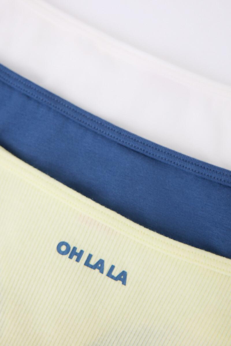 Women'secret Pack 3 Tangas Blanco Amarillo Azul