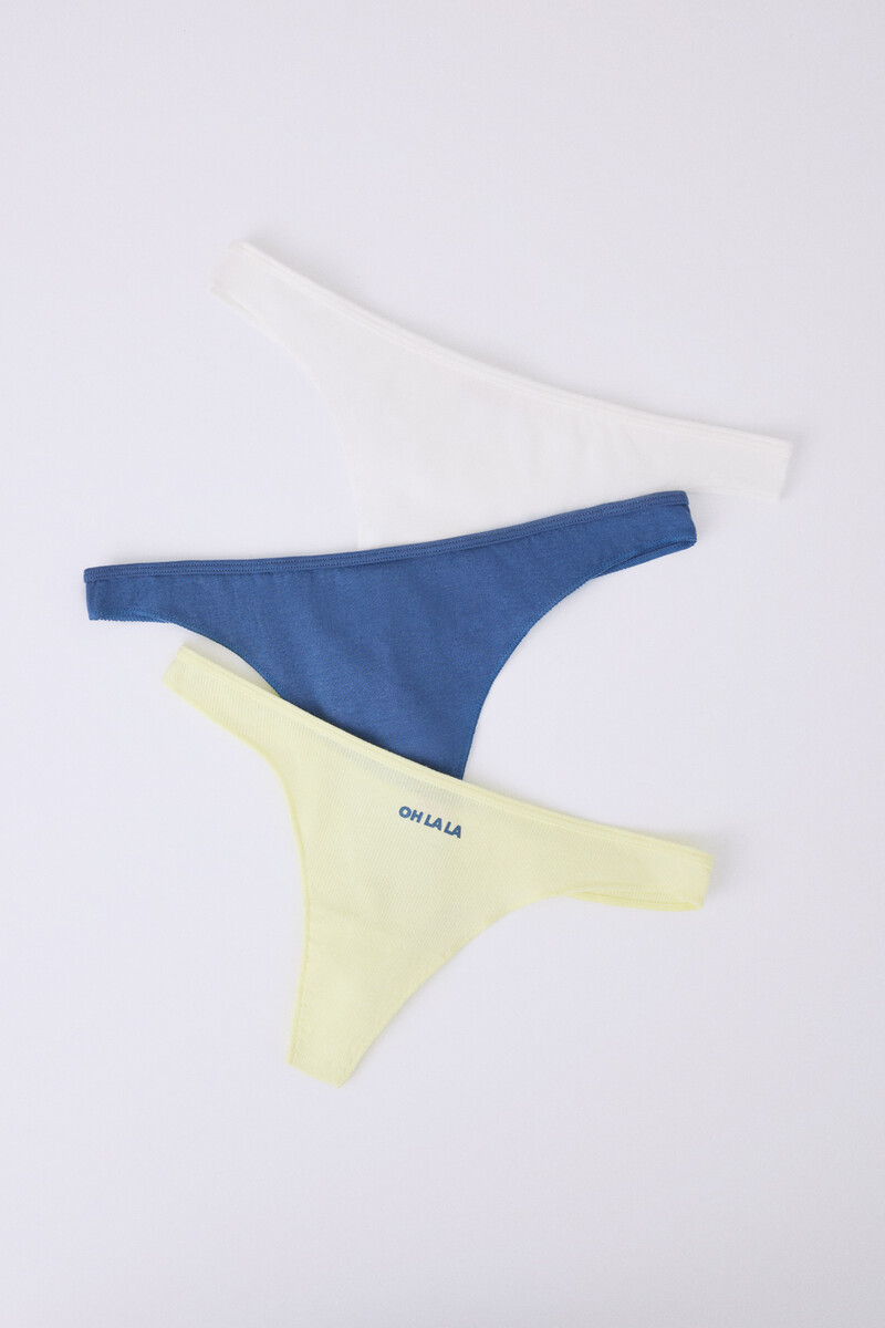 women'secret Pack 3 tangas blanco amarillo azul