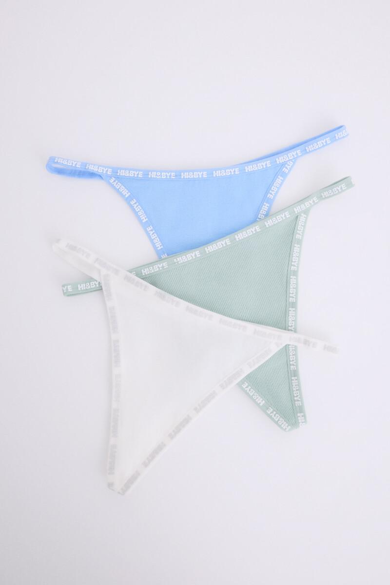 women'secret Pack 3 tangas tira azul verde blanco