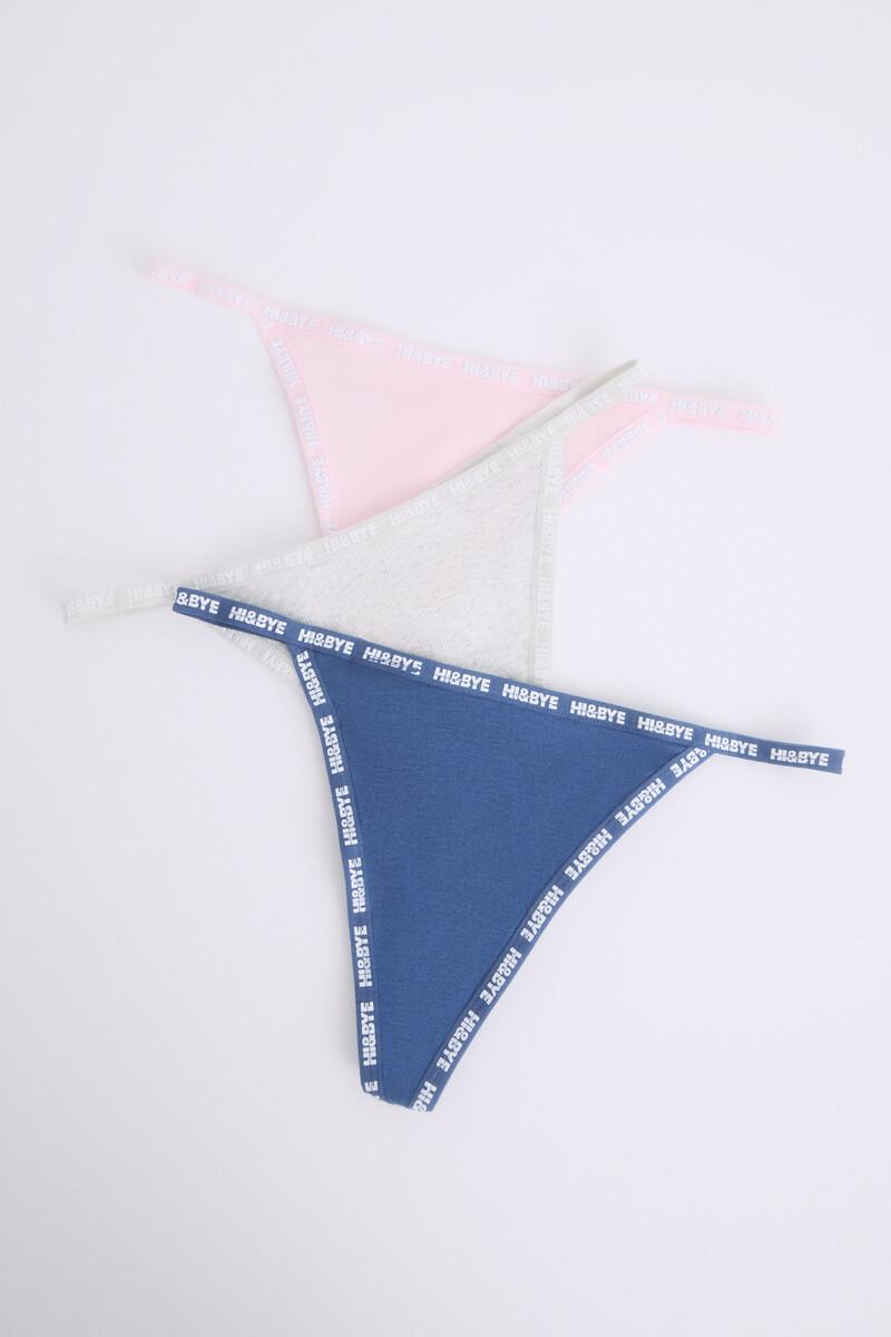 women'secret Pack 3 tangas tira rosa gris azul