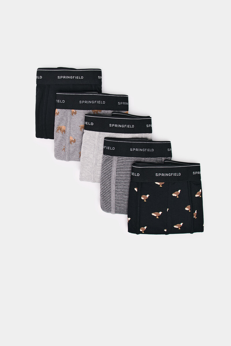 Women'secret Pack 5 Boxers Estampados Grises