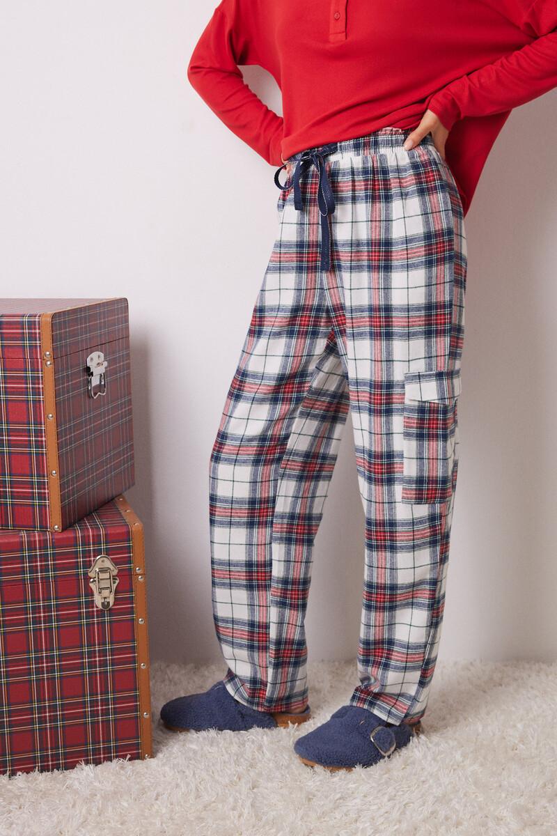 Women'secret Pantalón Cargo 100% Algodón Cuadros