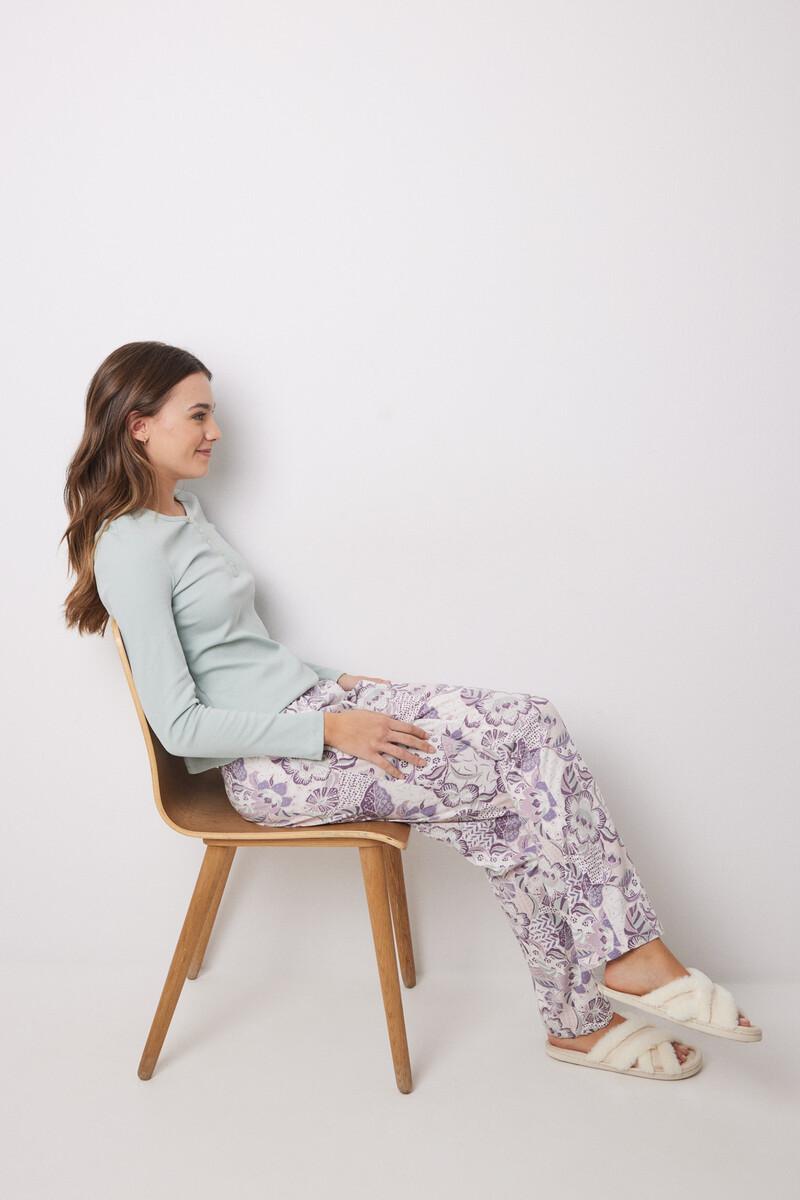 women'secret Pantalón largo 100% algodón flores