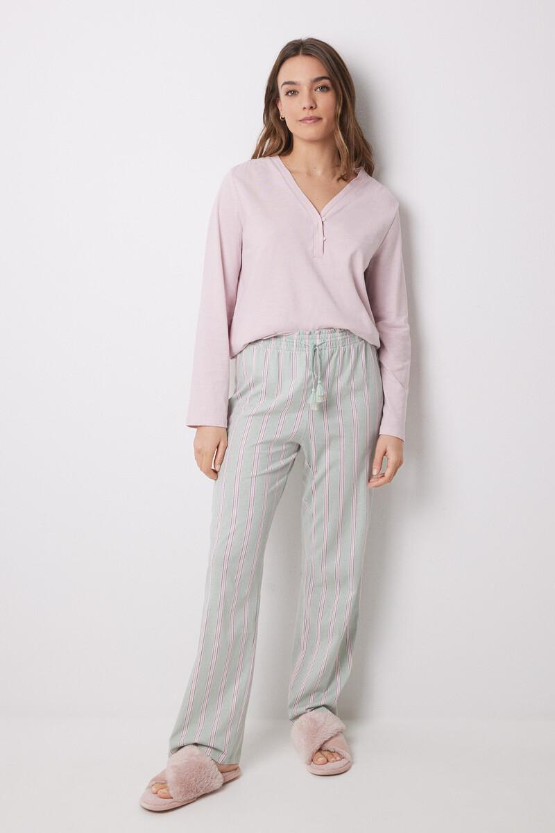 women'secret Pantalón largo 100% algodón rayas