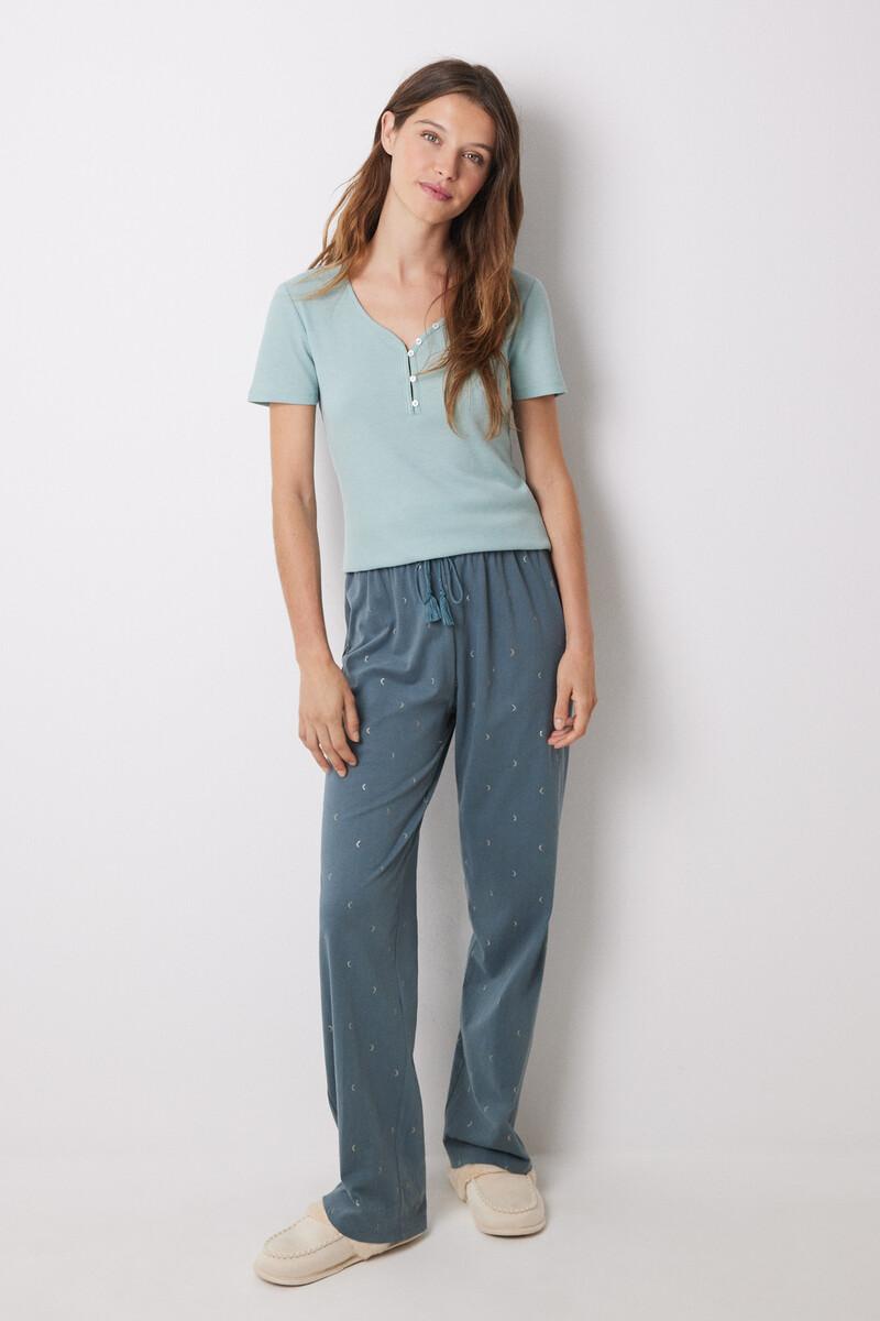 women'secret Pantalón largo 100% algodón verde