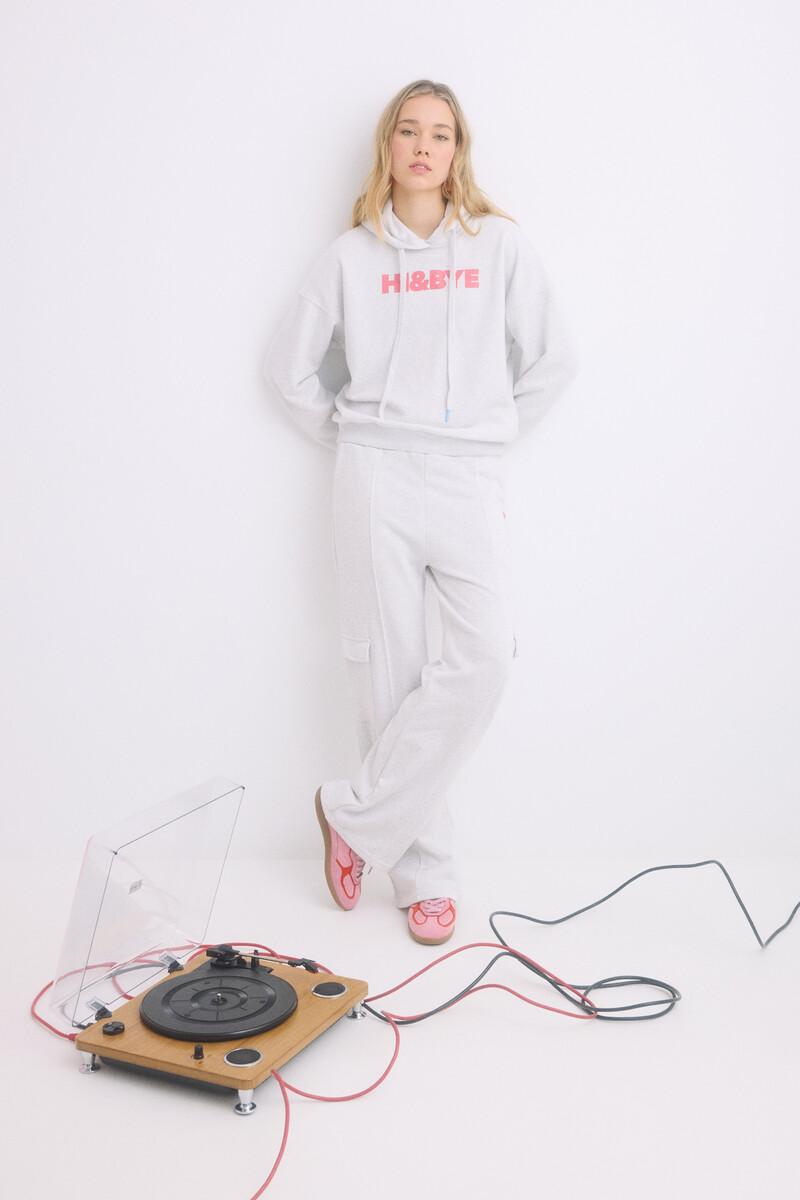 women'secret Pantalón largo flare felpa gris