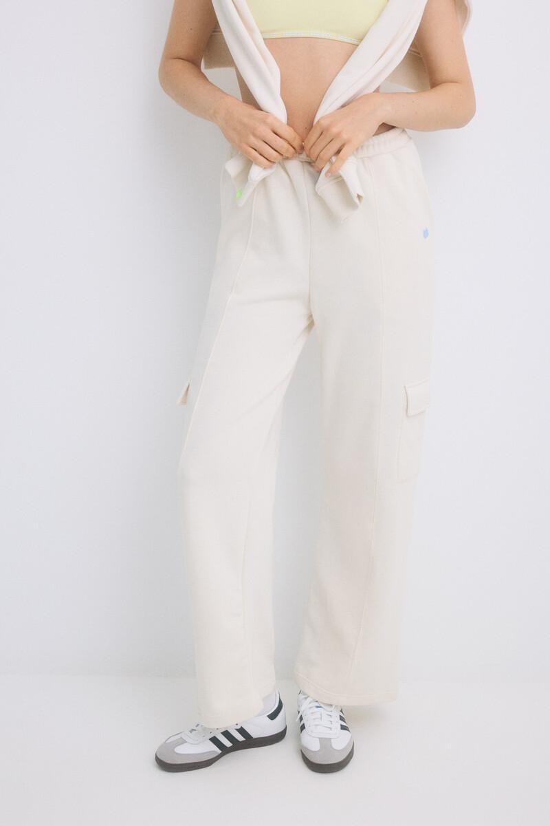 Women'secret Pantalón Largo Flare Felpa Marfil