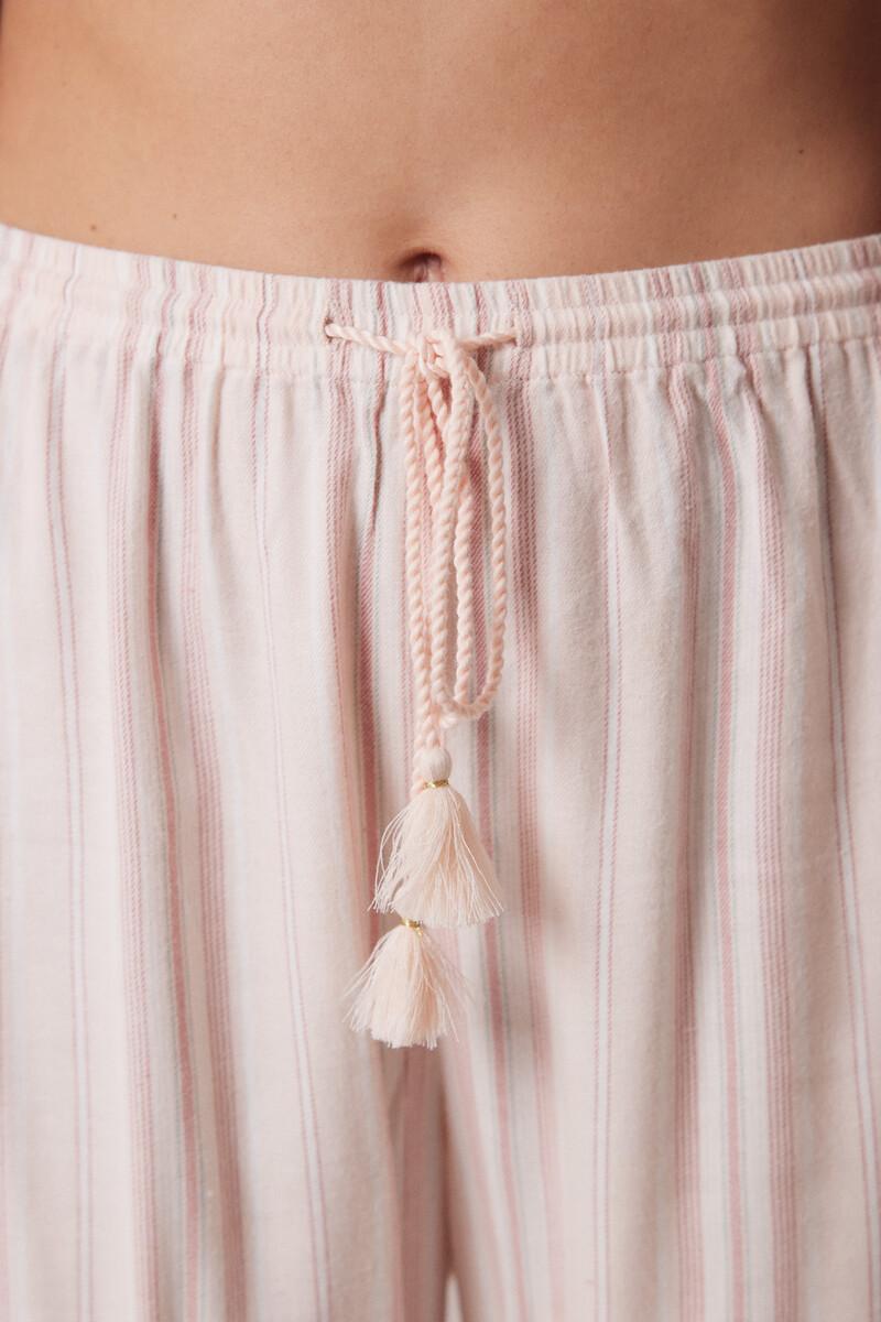 Women'secret Pantalón Largo Franela Rayas Rosas