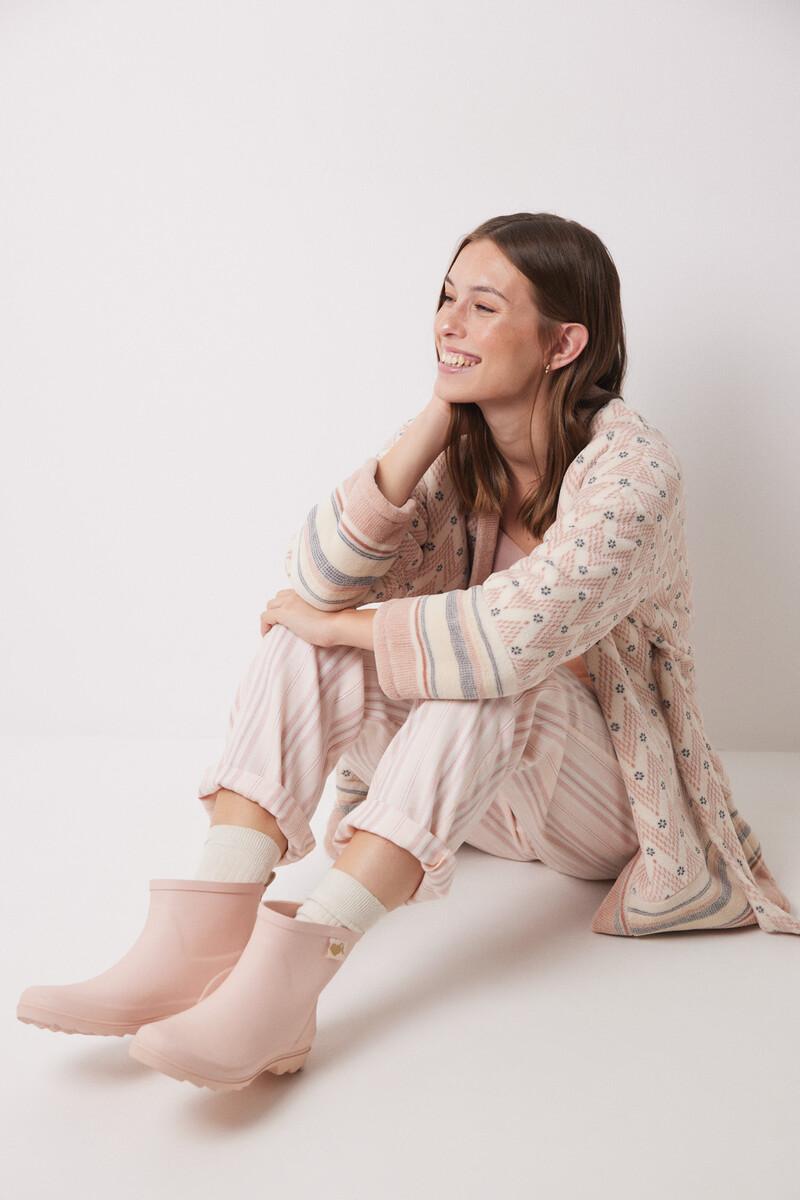 women'secret Pantalón largo franela rayas rosas