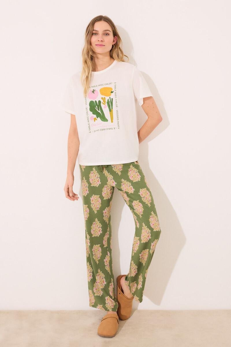 women'secret Pantalón largo lounge viscosa flores
