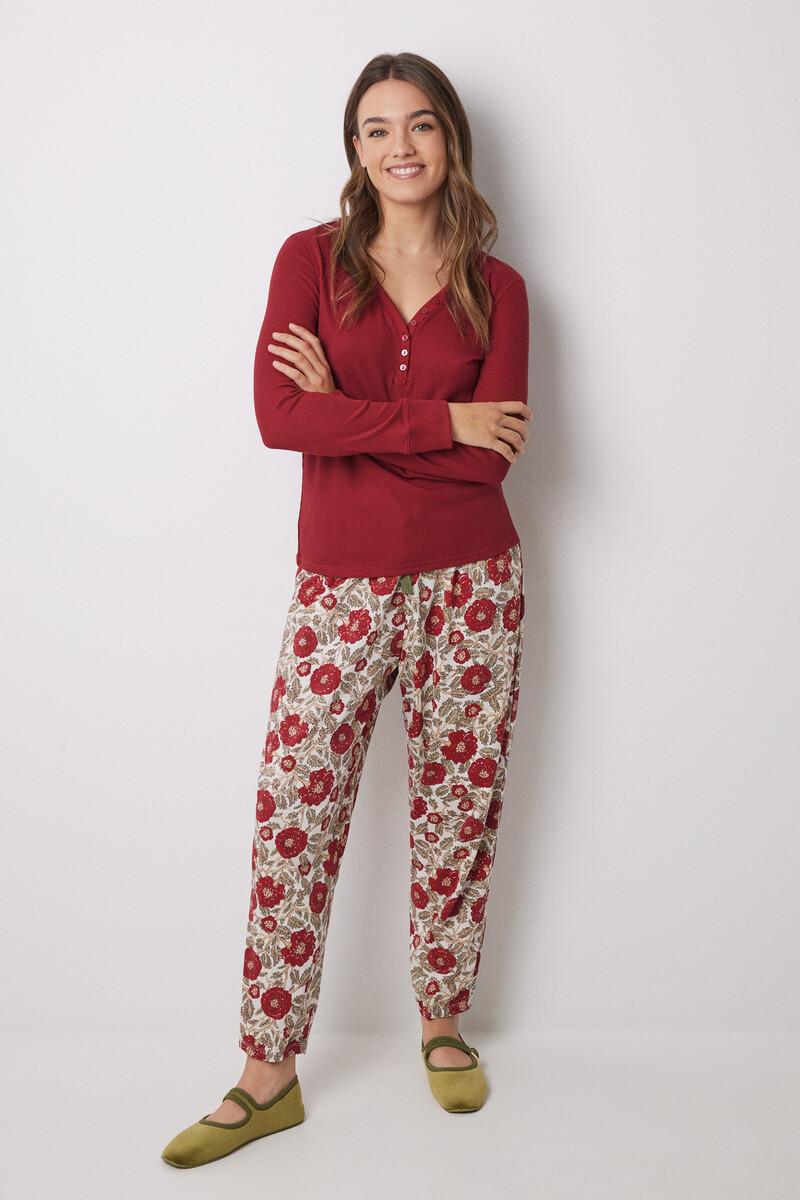 women'secret Pantalón pijama flores 100% algodón