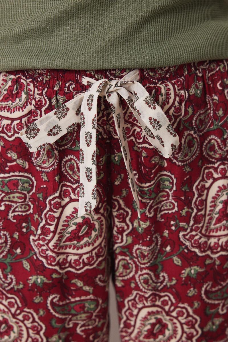Women'secret Pantalón Pijama Paisley Algodón Rojo