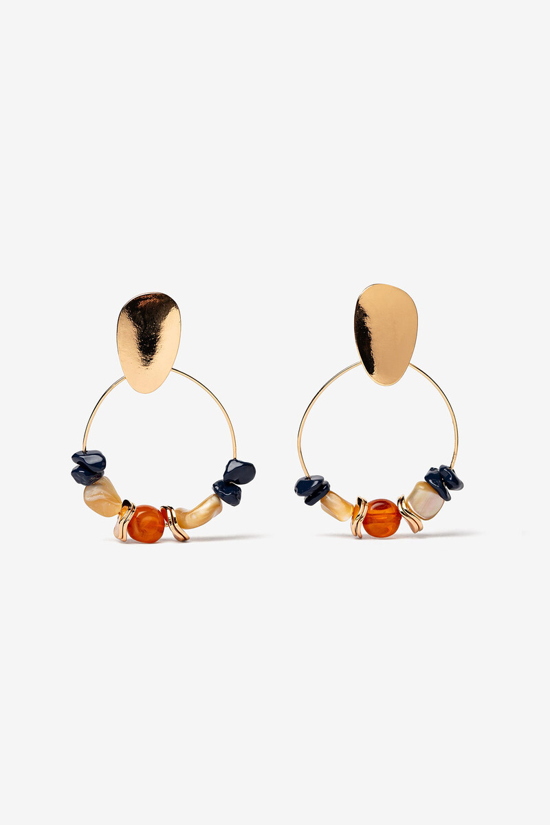 women'secret Pendientes Colgantes Aro con Nácar