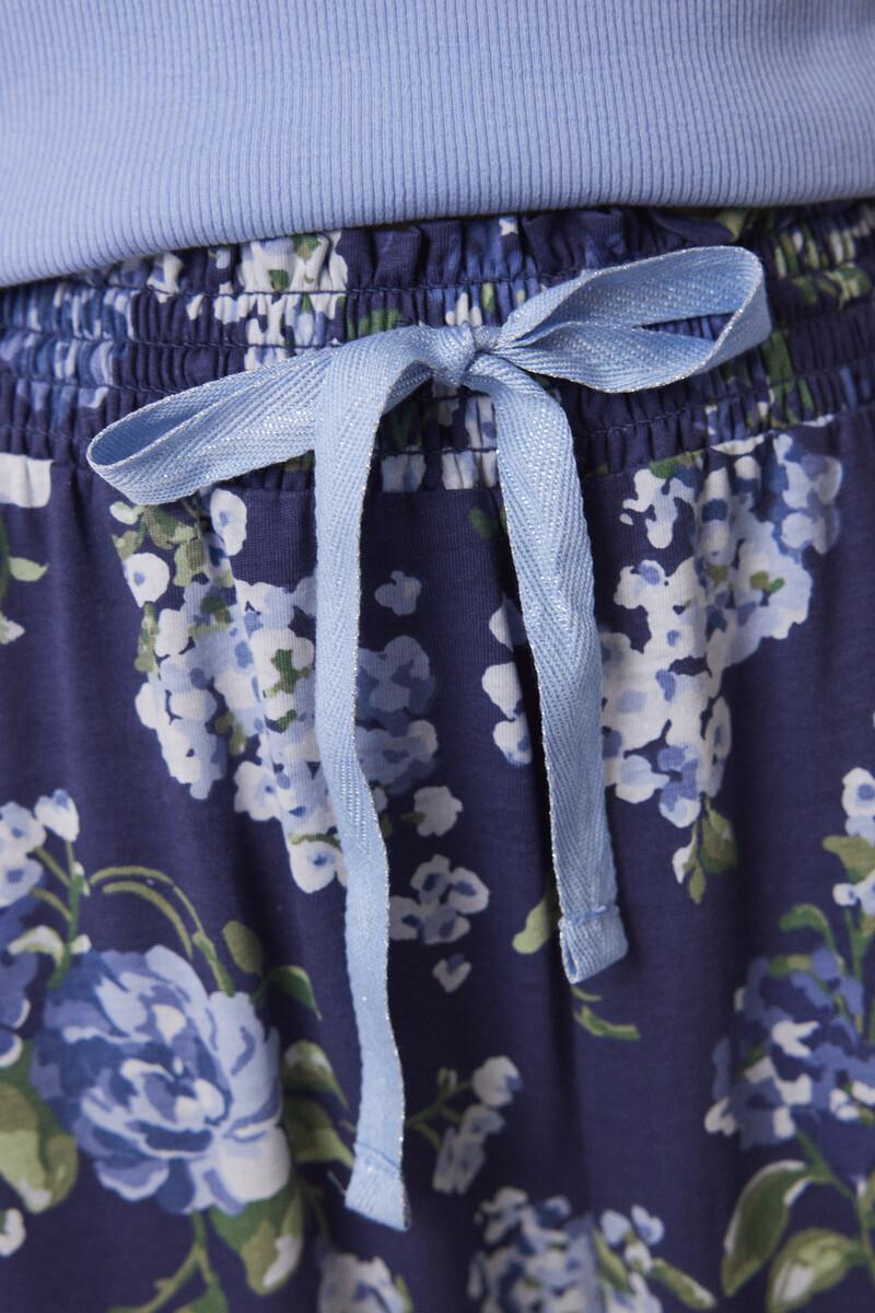 Women'secret Pijama 100% Algodón Canalé Azul Flores