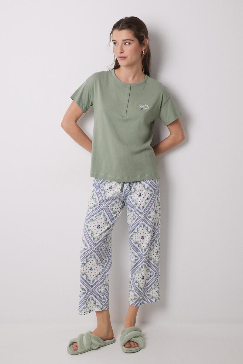 women'secret Pijama 100% algodón estampado pañuelo