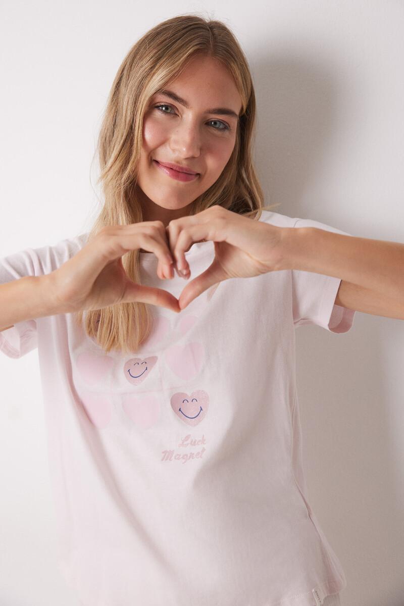 Women'secret Pijama 100% Algodón Rosa Corazones
