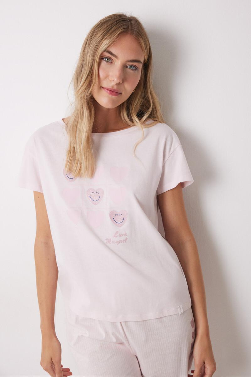 Women'secret Pijama 100% Algodón Rosa Corazones