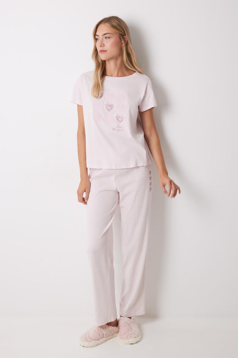 women'secret Pijama 100% algodón rosa corazones
