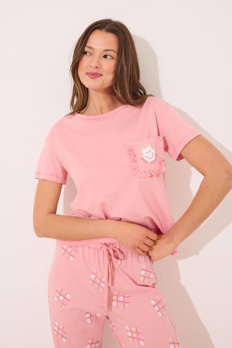women'secret Pijama 100% algodón rosa Smiley