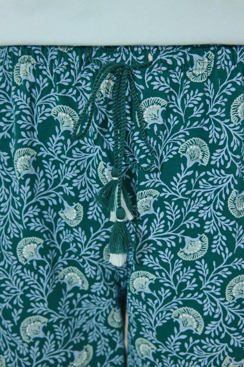 Women'secret Pijama 100% Algodón Verde Flores