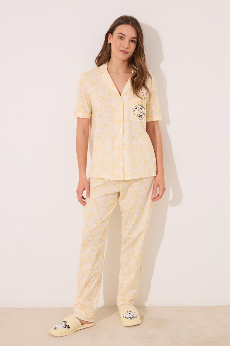 Women'secret Pijama Camisero Algodón Flores Smiley