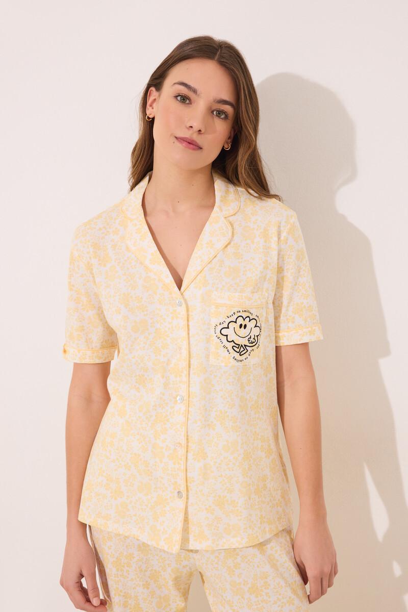 Women'secret Pijama Camisero Algodón Flores Smiley
