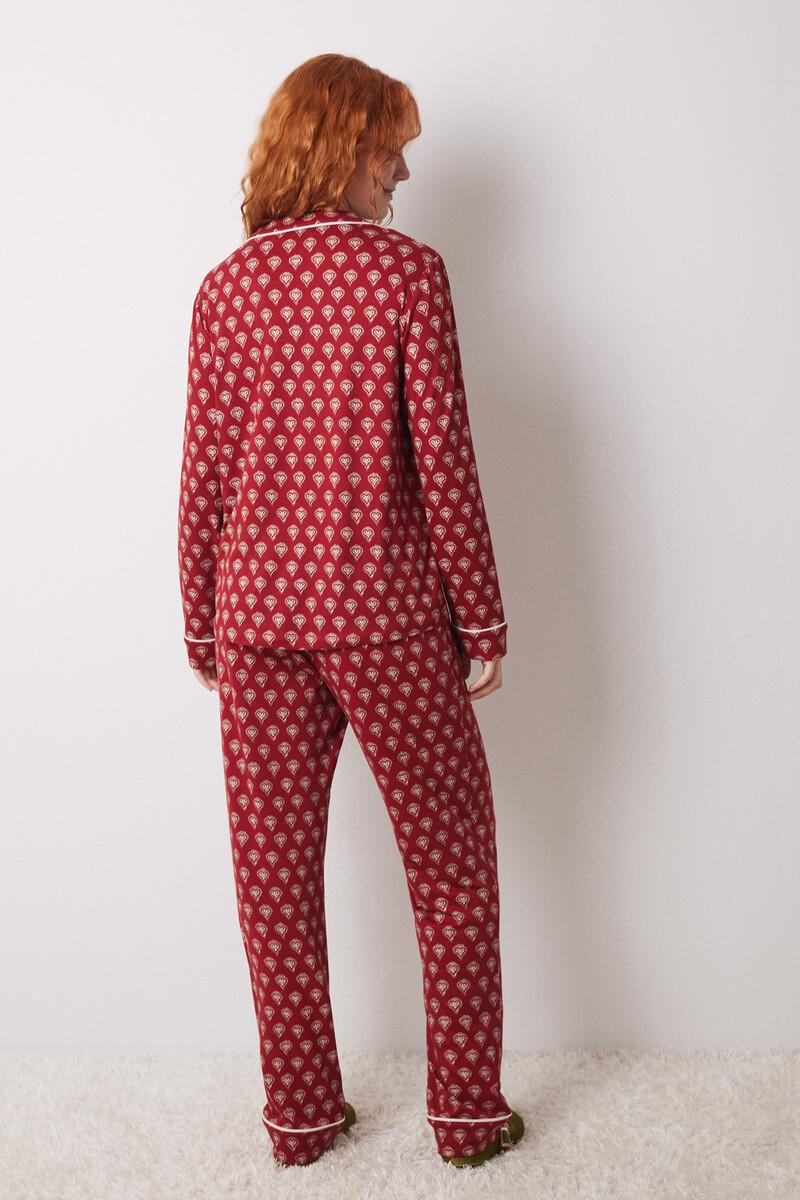 Women'secret Pijama Camisero Largo Rojo Corazones