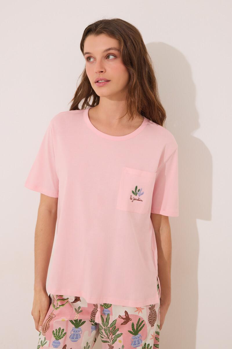 Women'secret Pijama Capri 100% Algodón Rosa Macetas