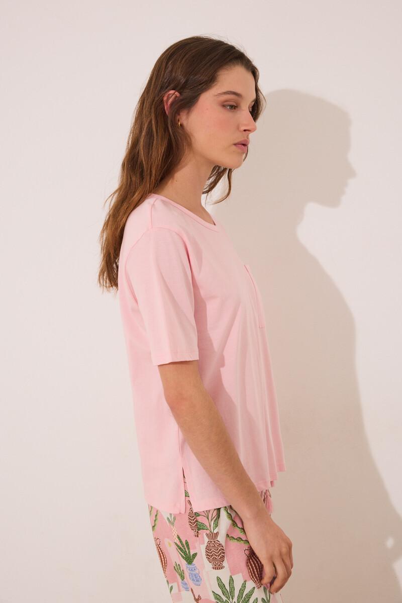 Women'secret Pijama Capri 100% Algodón Rosa Macetas