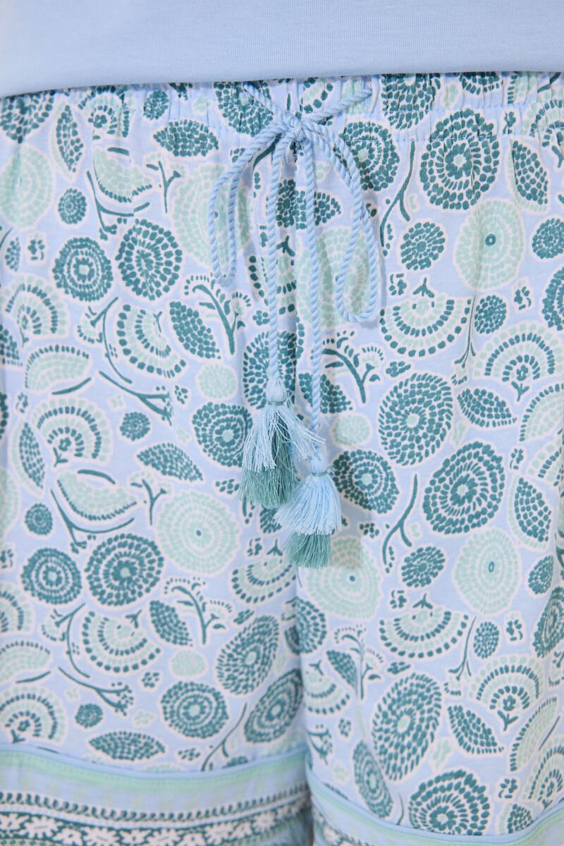 Women'secret Pijama Corto 100% Algodón Azul Flores